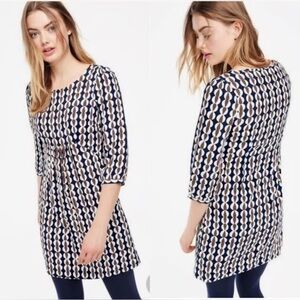 Boden Women's Mod‎ Geometric Print Shift Retro Half Sleeve Mini Dress- Size 8